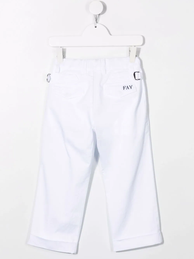 Shop Fay Embroidered-logo Detail Trousers In White