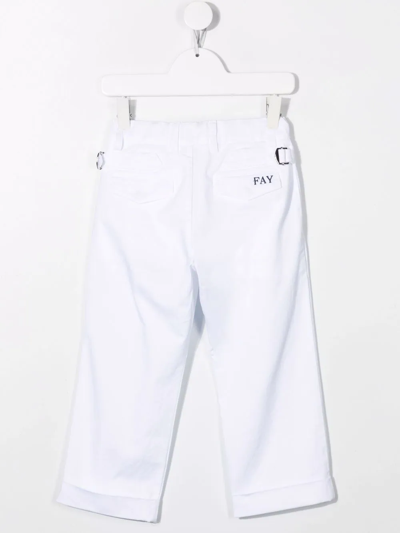 Fay Embroidered-logo Detail Trousers In White