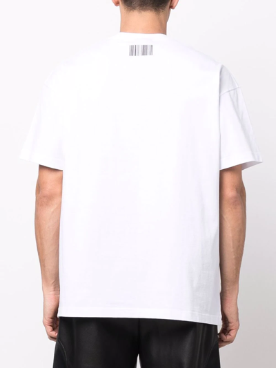 Shop Vtmnts Pronoun-print Cotton T-shirt In White