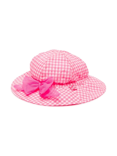 Shop Billieblush Gingham Lace-detail Hat In Pink