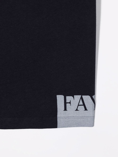 Fay Logo-print Cotton T-shirt In Blue