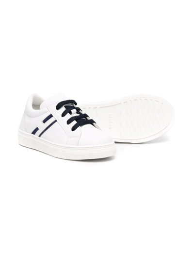 Shop Hogan Side-stripe Lace-up Sneakers In White