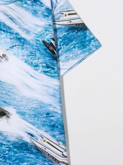 Molo Boat-motif Organic-cotton T-shirt In Blue
