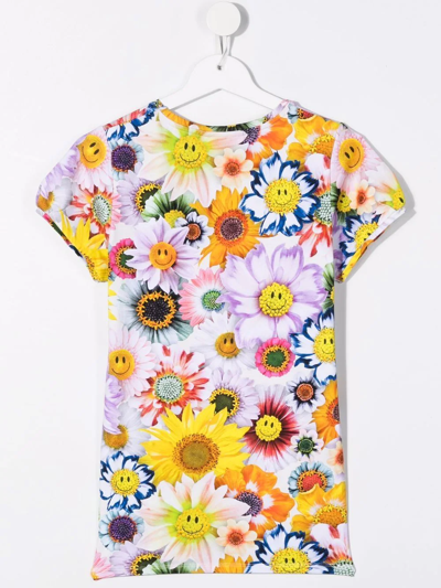 Shop Molo Teen Floral-print Organic-cotton T-shirt In Yellow