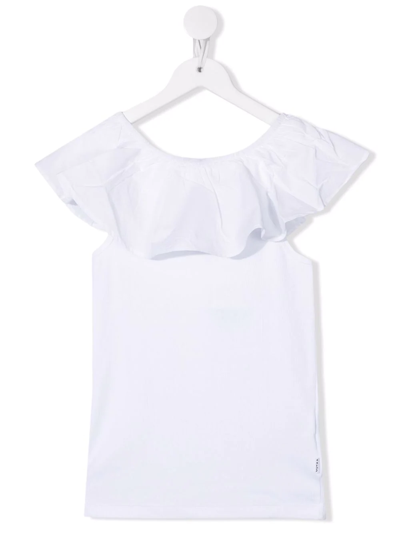 Shop Molo Teen Ruffle-trim Organic-cotton Top In White