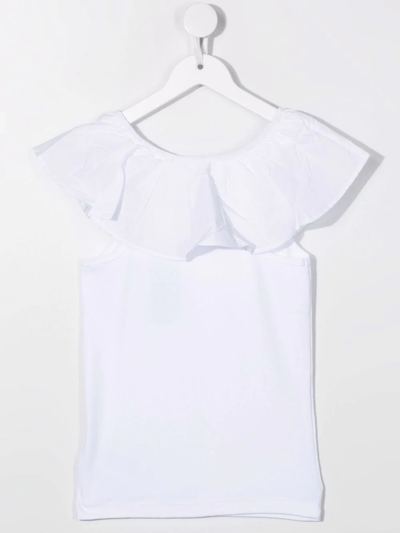 Shop Molo Teen Ruffle-trim Organic-cotton Top In White