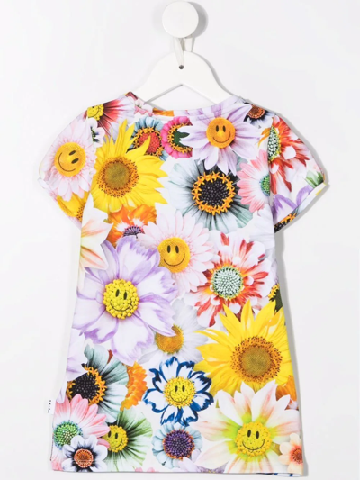 Shop Molo Floral-print Organic-cotton T-shirt In Yellow