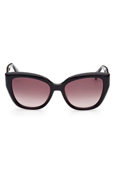 Shop Max Mara 54mm Cat Eye Sunglasses In Shiny Black / Gradient Brown
