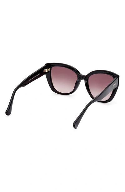 Shop Max Mara 54mm Cat Eye Sunglasses In Shiny Black / Gradient Brown