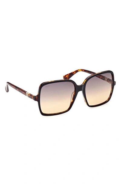 Shop Max Mara 60mm Gradient Square Sunglasses In Shiny Bilayer Black Havana