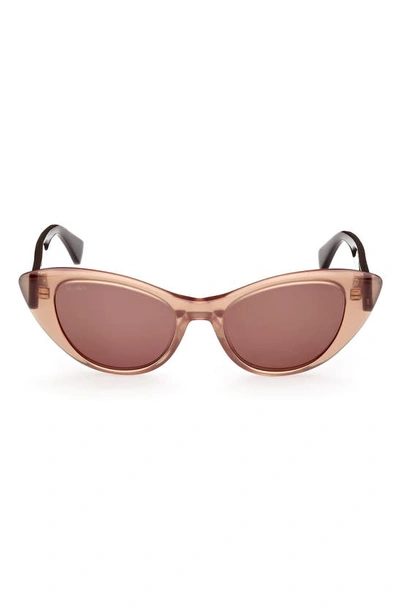 Shop Max Mara 51mm Cat Eye Sunglasses In Milky Nude Opal Brown