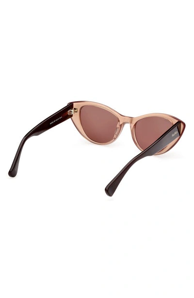 Shop Max Mara 51mm Cat Eye Sunglasses In Milky Nude Opal Brown