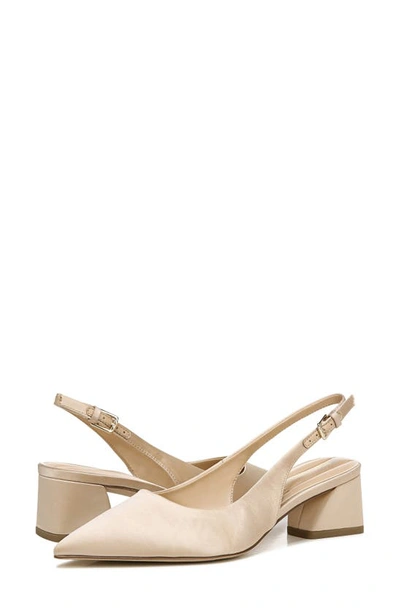 Franco Sarto Racer Womens Buckle Pointed Toe Slingback Heels In Champagne