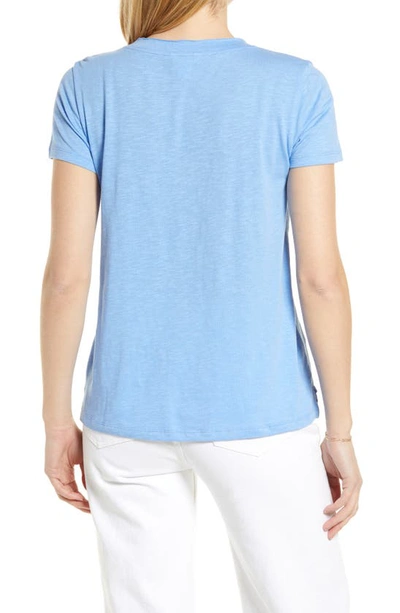 Shop Caslon (r) V-neck Short Sleeve Pocket T-shirt In Blue Cornflower