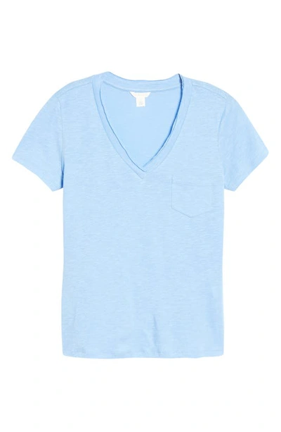 Shop Caslon (r) V-neck Short Sleeve Pocket T-shirt In Blue Cornflower