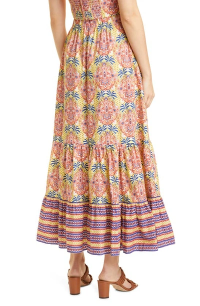 Shop Cara Cara Floral Cotton Maxi Skirt In Palm Medallion Yellow