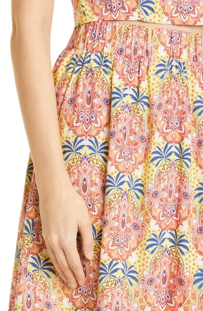 Shop Cara Cara Floral Cotton Maxi Skirt In Palm Medallion Yellow