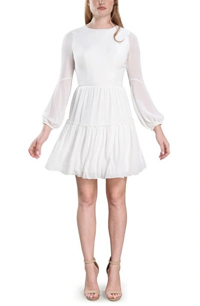 Shop Dress The Population Paola Fit & Flare Long Sleeve Dress In White