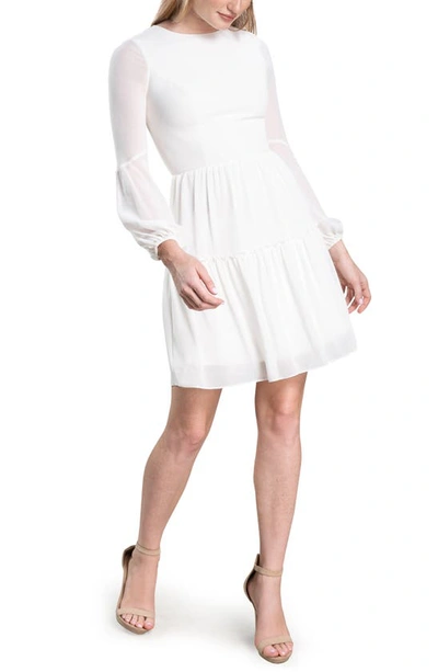 Shop Dress The Population Paola Fit & Flare Long Sleeve Dress In White