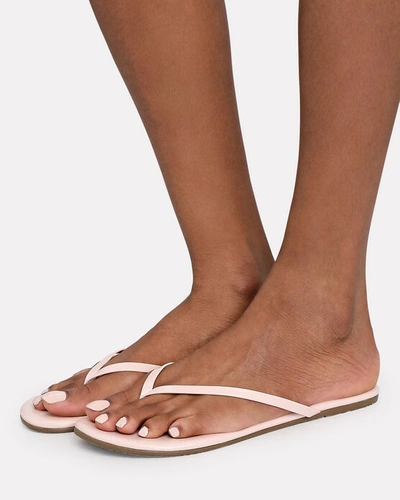 Shop Tkees Glosses Leather Flip Flops In Pink