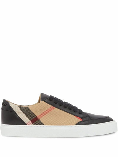 Shop Burberry Women's Black Leather Sneakers