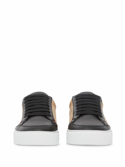 Shop Burberry Women's Black Leather Sneakers