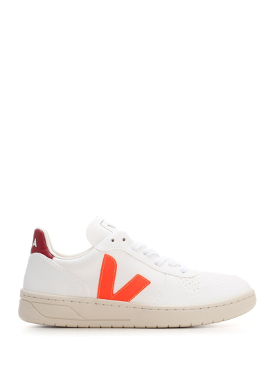 Veja Mens White Leather Sneakers In White
