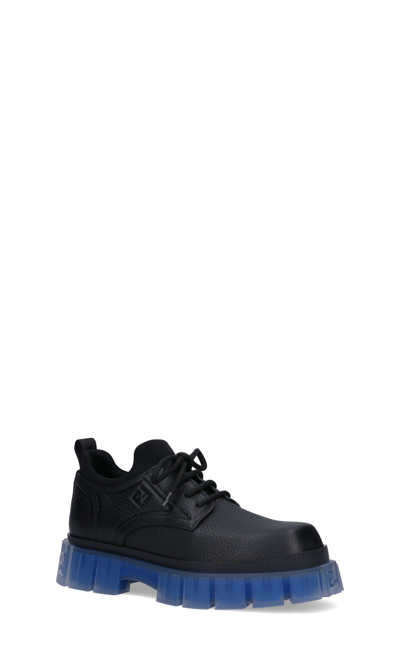 Shop Fendi Men's Black Leather Lace-up Shoes
