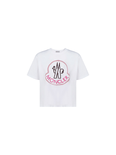 Shop Moncler Women's White Other Materials T-shirt