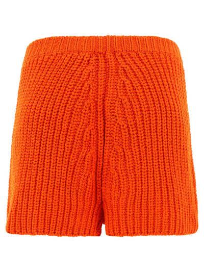 Alanui Palm Springs Orange Gloss Knit Shorts In Orange