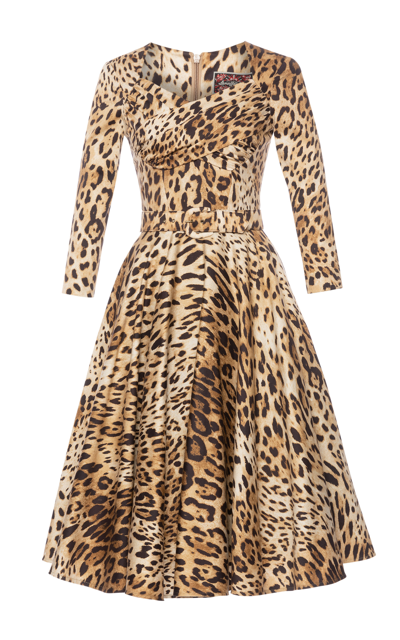 Shop Lena Hoschek Women's Lover's Lane Cotton-blend Midi Dress In Animal