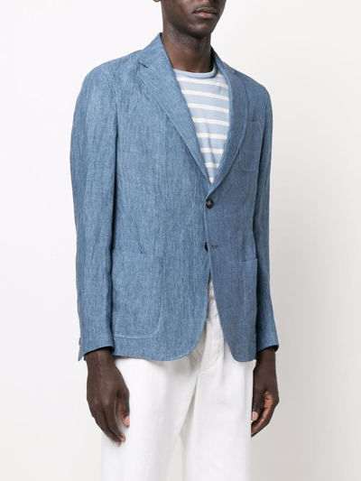 Shop Emporio Armani Cotton Single-breasted Blazer In Blue