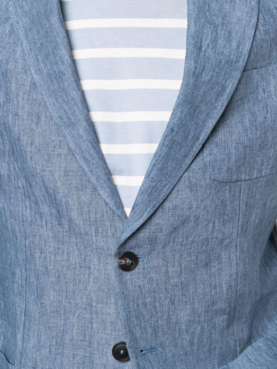 Shop Emporio Armani Cotton Single-breasted Blazer In Blue