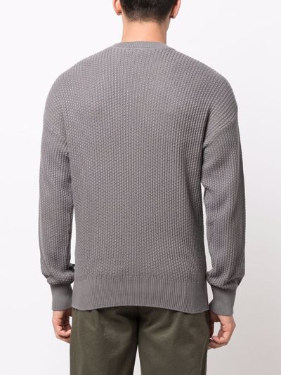 Shop Emporio Armani Colorblock Cotton Sweater In Grey