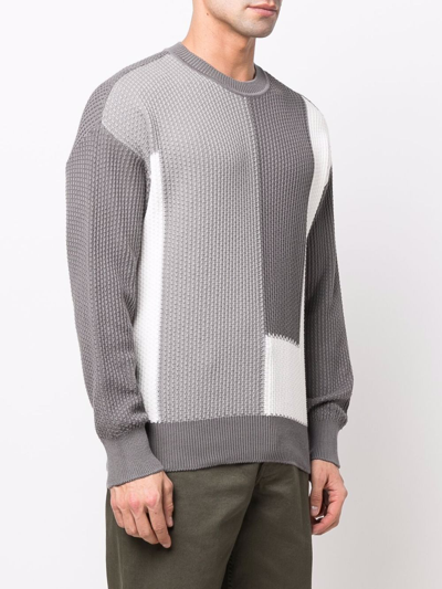 Shop Emporio Armani Colorblock Cotton Sweater In Grey
