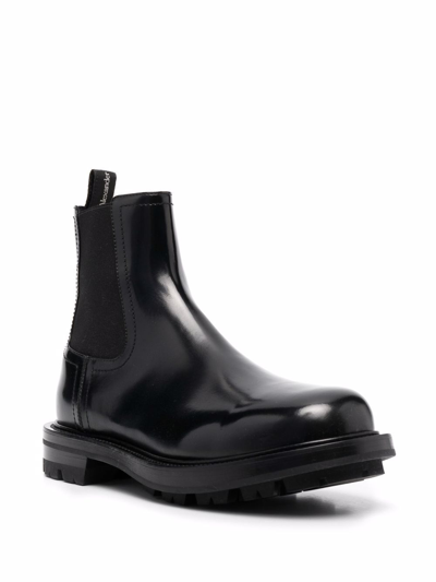 Shop Alexander Mcqueen Leather Ankle Boot In Black