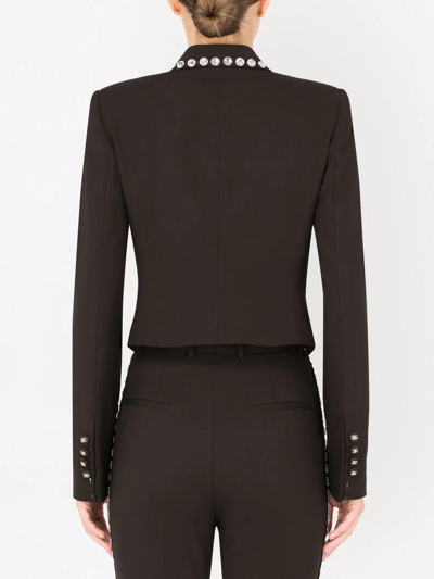 Dolce & Gabbana Studded Lapels Cropped Blazer In Schwarz