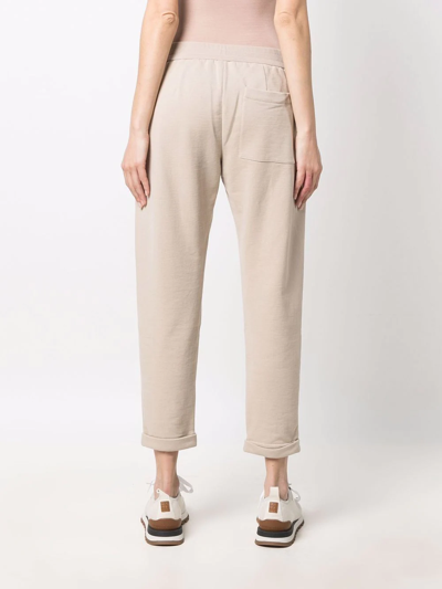 Shop Brunello Cucinelli Cropped Drawstring Track Pants In Nude