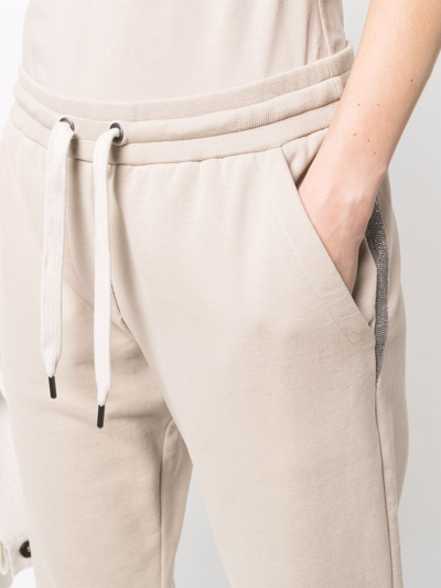 Shop Brunello Cucinelli Cropped Drawstring Track Pants In Nude