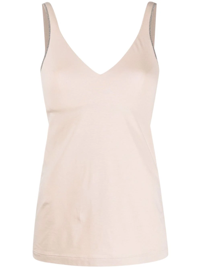 Shop Brunello Cucinelli V-neck Tank Top In Nude