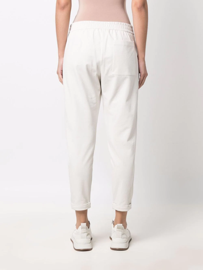 Shop Brunello Cucinelli Cropped Drawstring Track Pants In Weiss