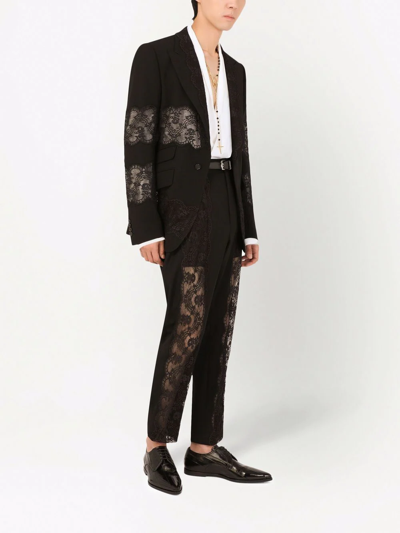 Shop Dolce & Gabbana Lace-panel Single-breasted Blazer In Schwarz