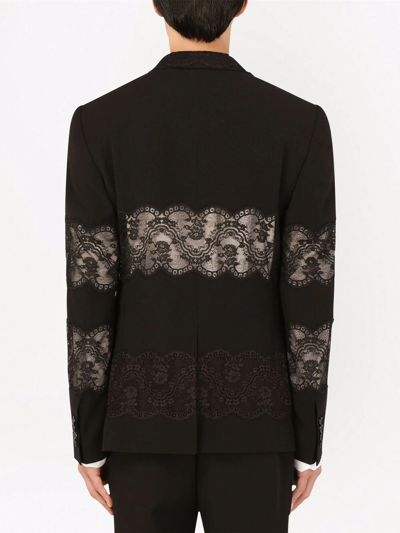 Shop Dolce & Gabbana Lace-panel Single-breasted Blazer In Schwarz