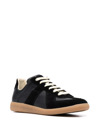 Maison Margiela Replica Low-top Leather Sneakers In Black