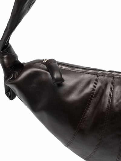 Shop Lemaire Tonal-stitching Leather Shoulder Bag In Braun