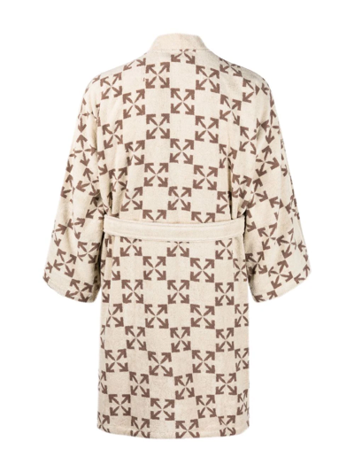 Off-white Arrows Pattern Robe In Nude