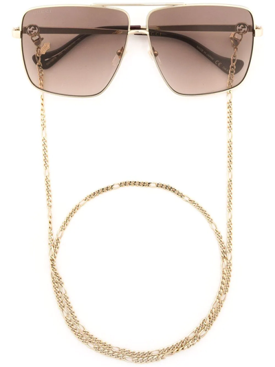 Shop Gucci Oversized Square-frame Sunglasses In Gold