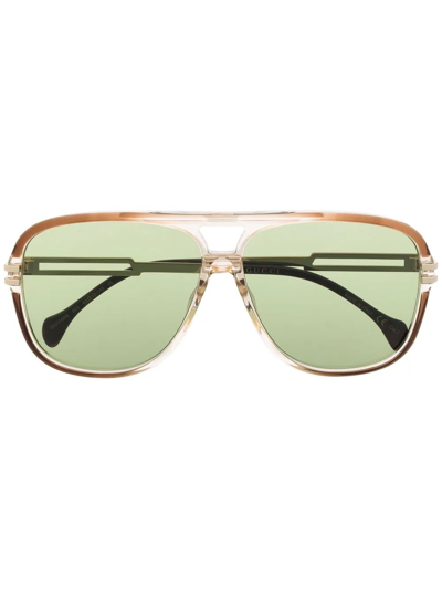 Shop Gucci Pilot-frame Sunglasses In Gold