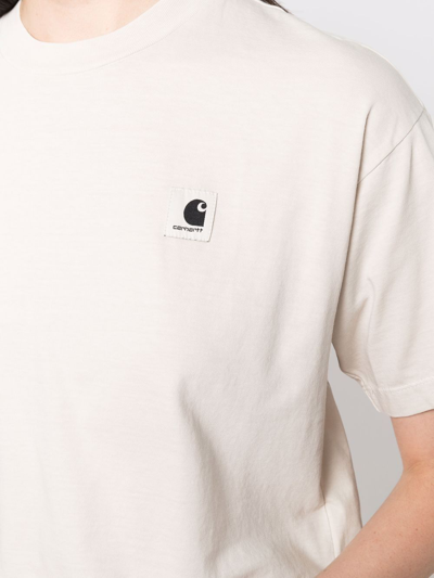 Shop Carhartt Logo-patch Cotton T-shirt In Nude