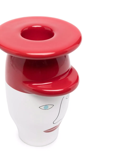 Bosa Face-print Ceramic Candle Holder In Rot